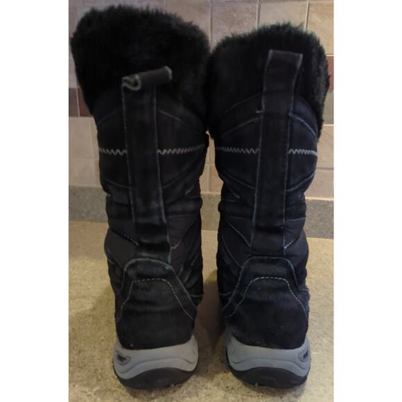 KHOMBU Tall Black Suede Leather & Faux Fur Lined 12" Boots Women's Size 7 US Ski - Picture 4 of 9